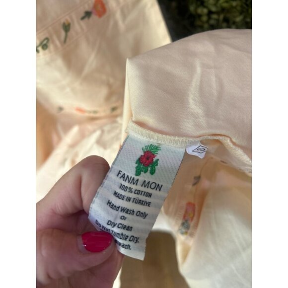 FANM MON Alanca Embroidered Midi Dress Light Yellow Womens Size Small - Picture 9 of 11